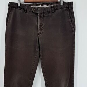 Germano Made In Italy Mens Slim Stretch Brown Chino Pants Size 52 US 36 Cotton